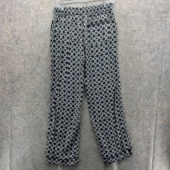 The Kooples Pants Womens 1 Black White Chain Print Pull On Elastic Trousers - Picture 2 of 11